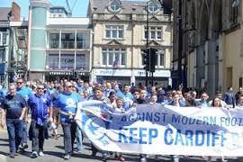 Cardiff fans protest
